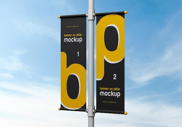 Banner on pillar mockup