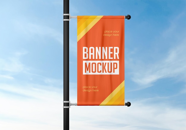 Banner on pillar mockup