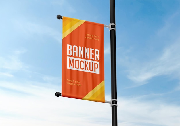 Banner on pillar mockup