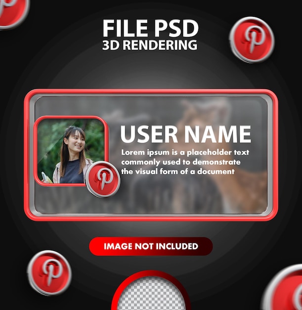 PSD banner pinterest 3d rendering
