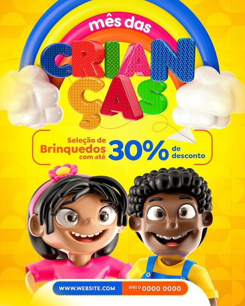 Banner in portuguese for children's day sales