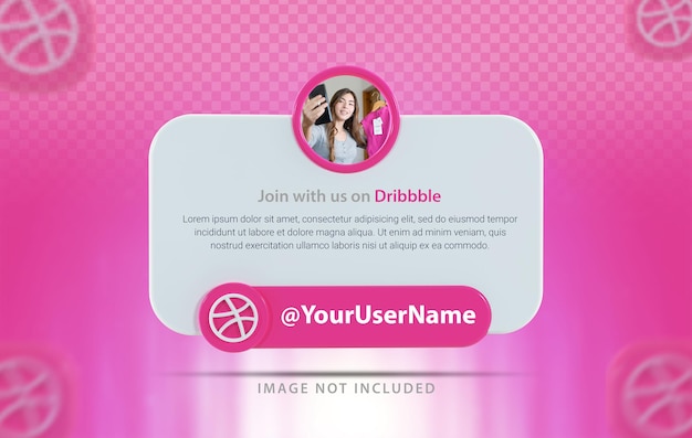 Banner profile with dribbble icon 3d rende