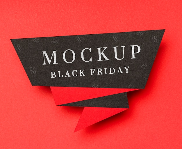 PSD banner on red background black friday sales mock-up