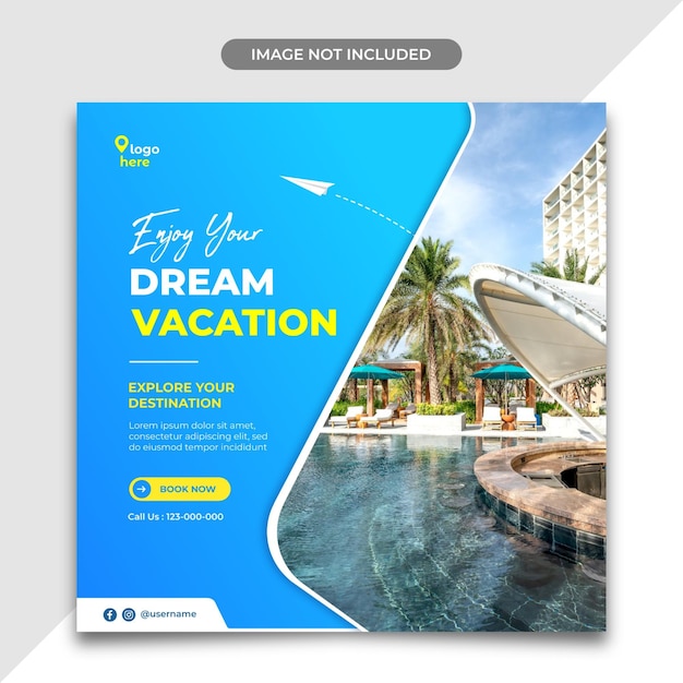 Banner reis verblijf vakantie vakantie sociale media post sjabloon