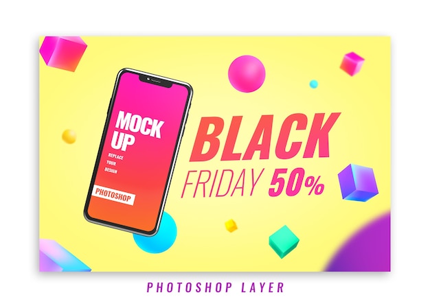 PSD banner sale promotion black friday phone mockup