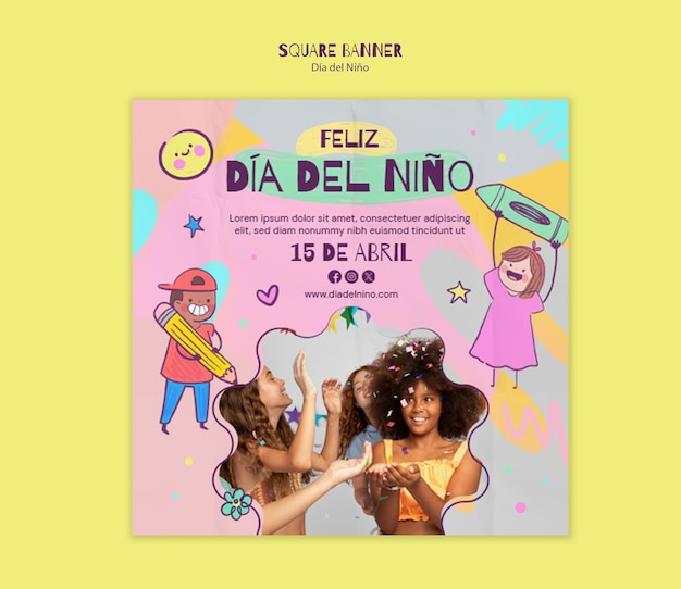 Banner sjabloon voor de Dia del Nino viering