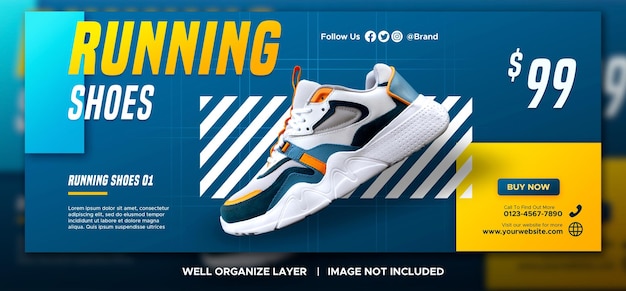 PSD banner sport shoes sale social media post and facebook web banner template