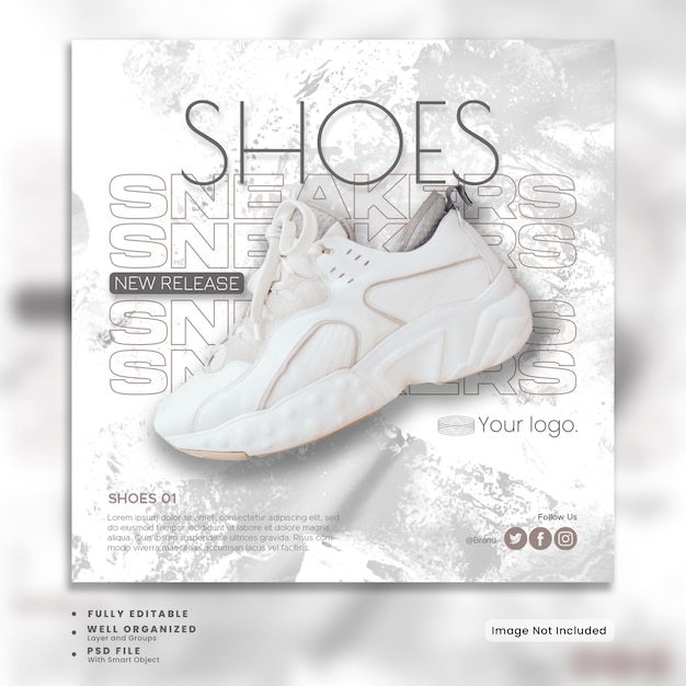Banner vendita scarpe sportive post sui social media e modello di feed instagram psd premium