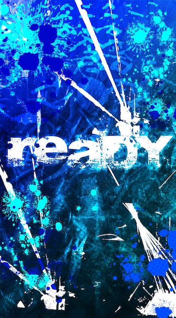banner stand blue blue and dark blur background with the word ready on it halftone