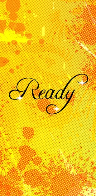 PSD banner stand yellowa yellow and orange background with the word ready on it halftone