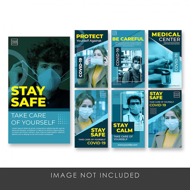 banner story instagram stay safe collection template psd