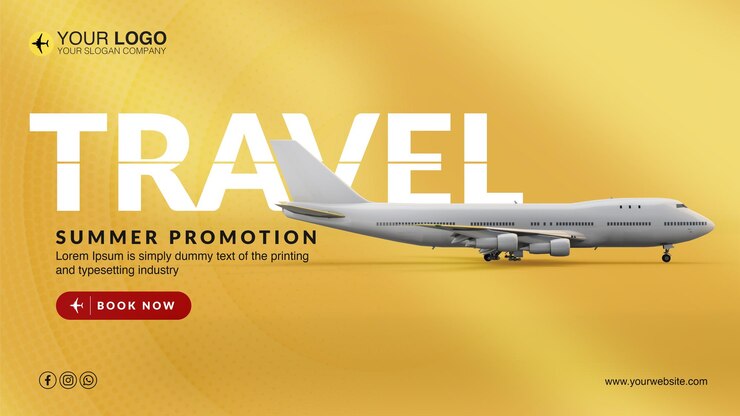Banner summer promotion with airplane a agency travel concept
