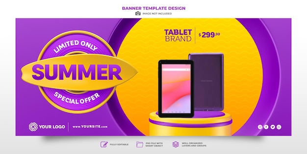 banner summer sale in 3d render realistic exclusive offers