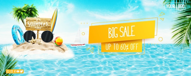 PSD banner summer time holiday