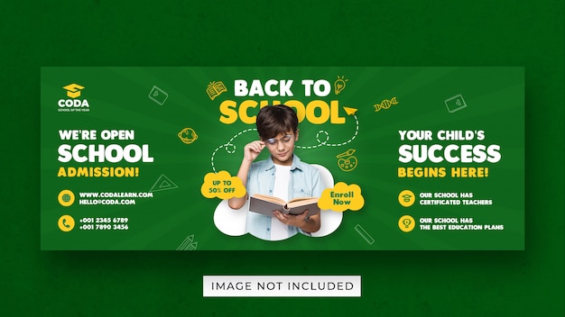 PSD banner template for back to school admission for social media