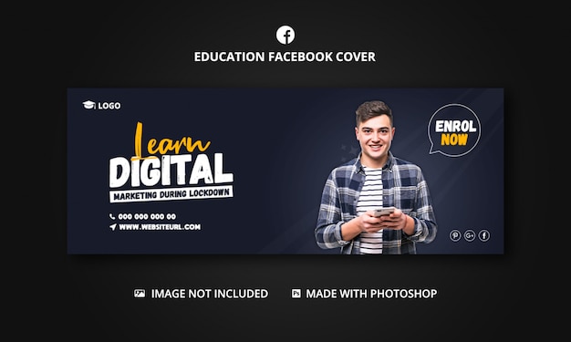 PSD banner template for digital learning for social media post