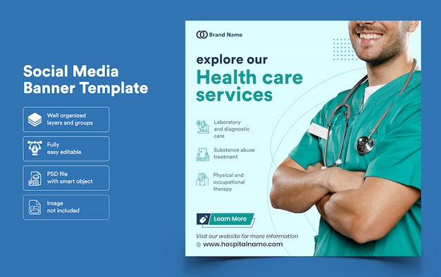 Banner template for health care services for social media