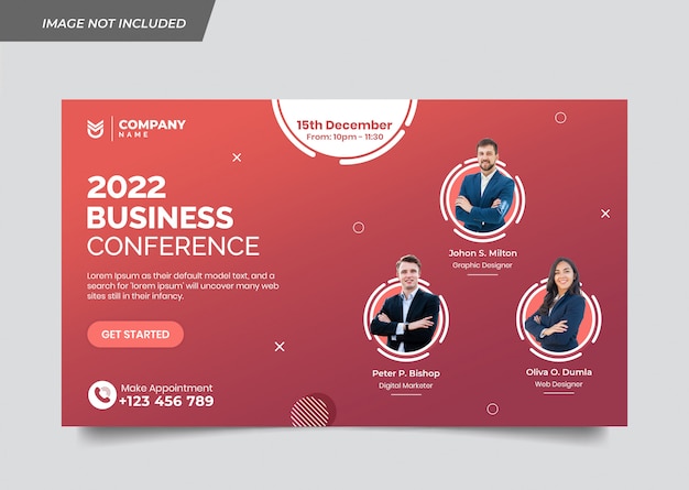 PSD banner template for modern business conference