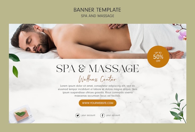 Modello di banner spa e massaggi