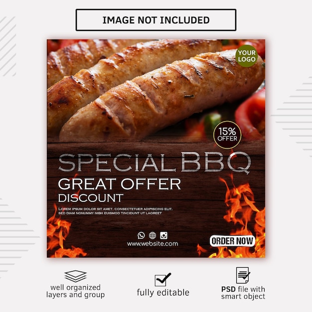 Banner template with bbq concept