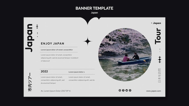 PSD banner template with japanese city tour