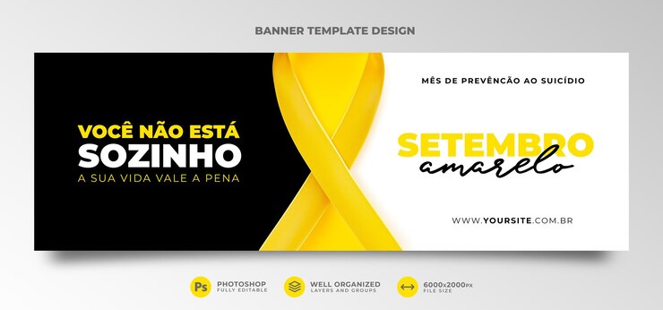 PSD banner template yellow september for marketing campaign in brazil in 3d render