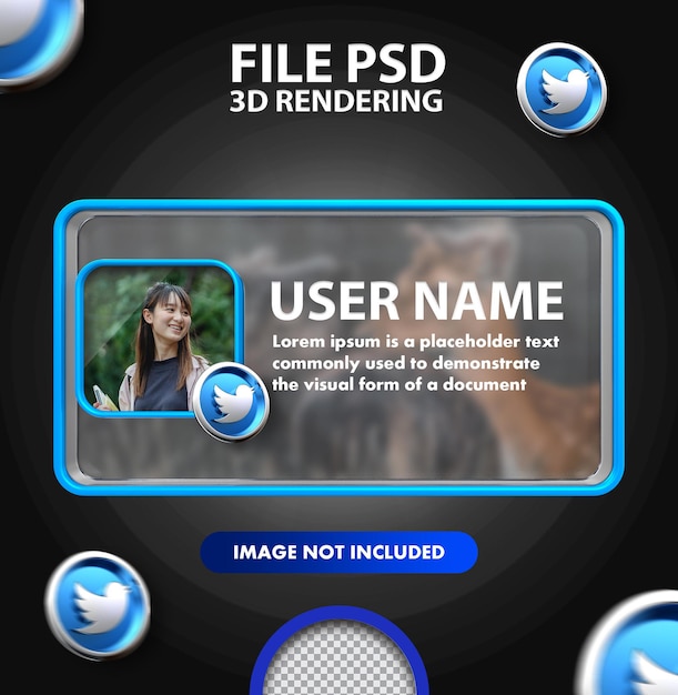 PSD バナーtwitter3dレンダリング