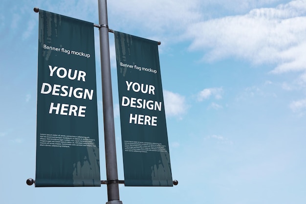 PSD banner vlag mockup voor print ontwerp presentatie logo tekst promotionele poster