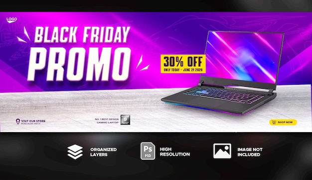 Banner voor de promotie van de verkoop van gaming laptops