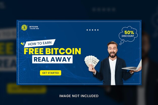 PSD banner voor sociale media met crypto-valuta