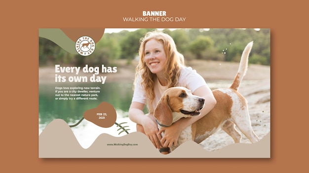 Banner walking the dog day template