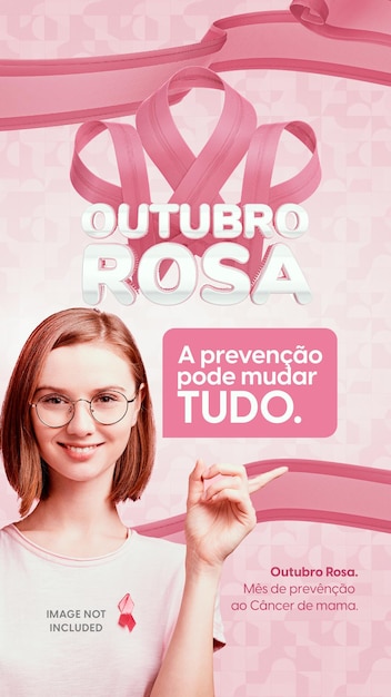 Banner con timbro 3d per il mese di ottobre rosa per la prevenzione del cancro al seno