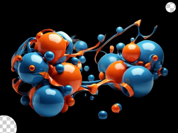 Banner with blue and orange balls genera png transparent