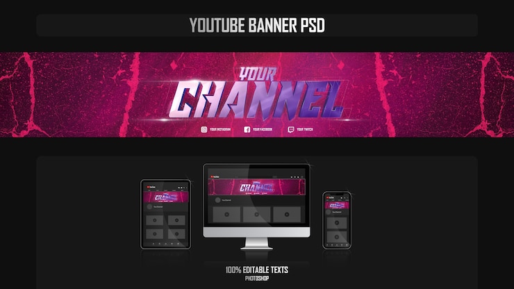 PSD banner for youtube channel with music concept