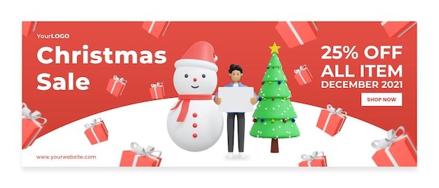 Bannermalplaatje kortingsverkoop die kerst viert 3d-rendering 3d illustratie premium psd