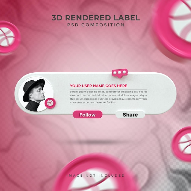 Bannerpictogramprofiel op dribbble 3d-rendering labelontwerp