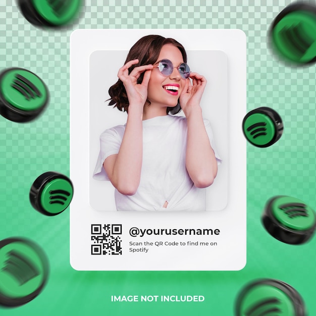 Bannerpictogramprofiel op spotify 3d-renderinglabel geïsoleerd