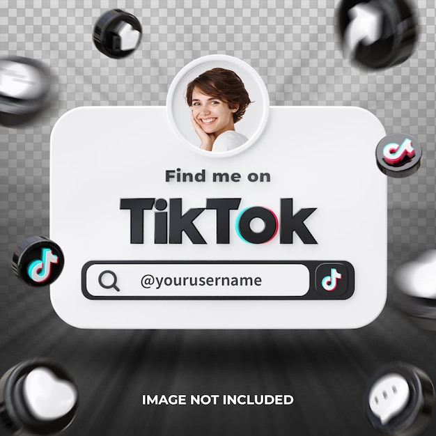 Bannerpictogramprofiel op tiktok 3d render samenstelling geïsoleerd