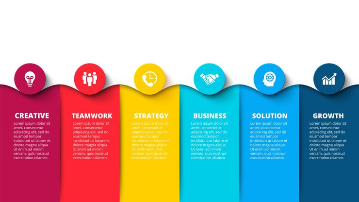 PSD banners infographic sjabloon met 6 cirkels bedrijfspresentatie