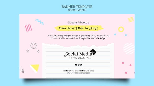 Bannerskabelon til design af reklamebureau på sociale medier