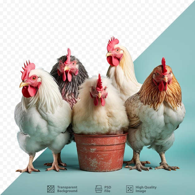 PSD bantam chickens on transparent background