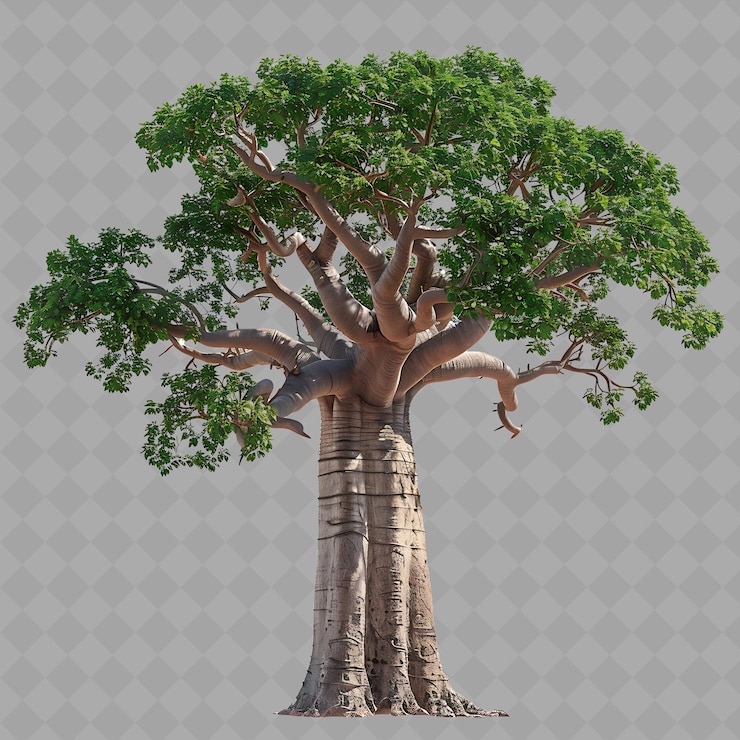 PSD baobab tree with umbrella shaped canopy large tree up to 80 png tree on clean background