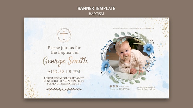 Baptism celebration horizontal banner template