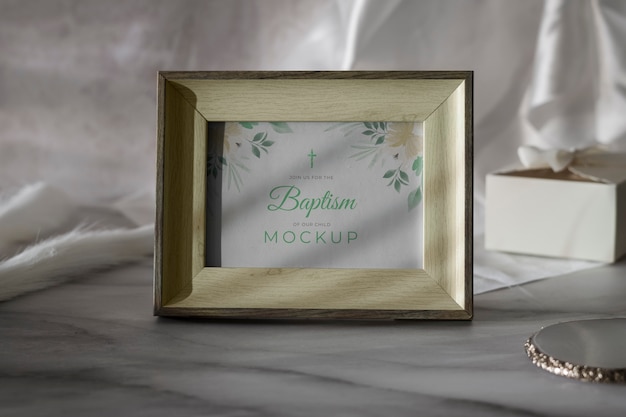 Baptism girl frame mockup