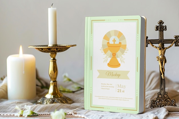 PSD baptism invitation mockup