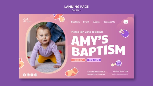 PSD baptism  landing page template design