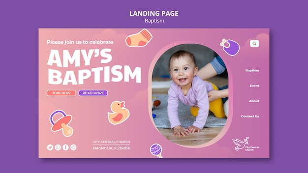 PSD baptism  landing page template design