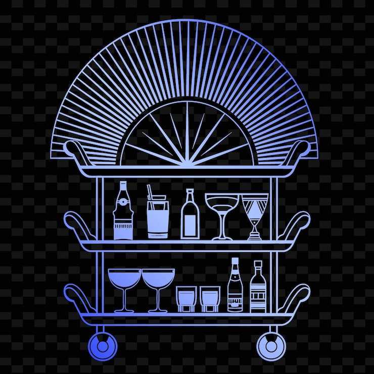 PSD a bar cart with a bike on the top and a bottle of alcohol on the bottom