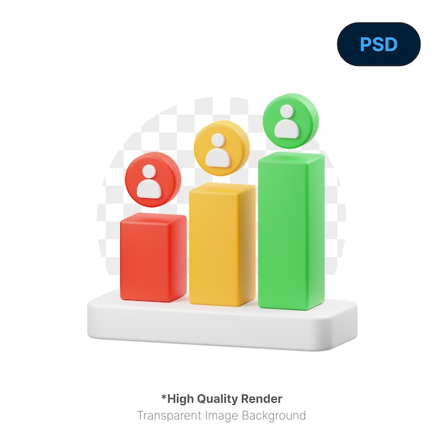 Bar chart 3d icon premium psd