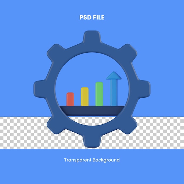 bar chart 3d rendering icon illustration analytics